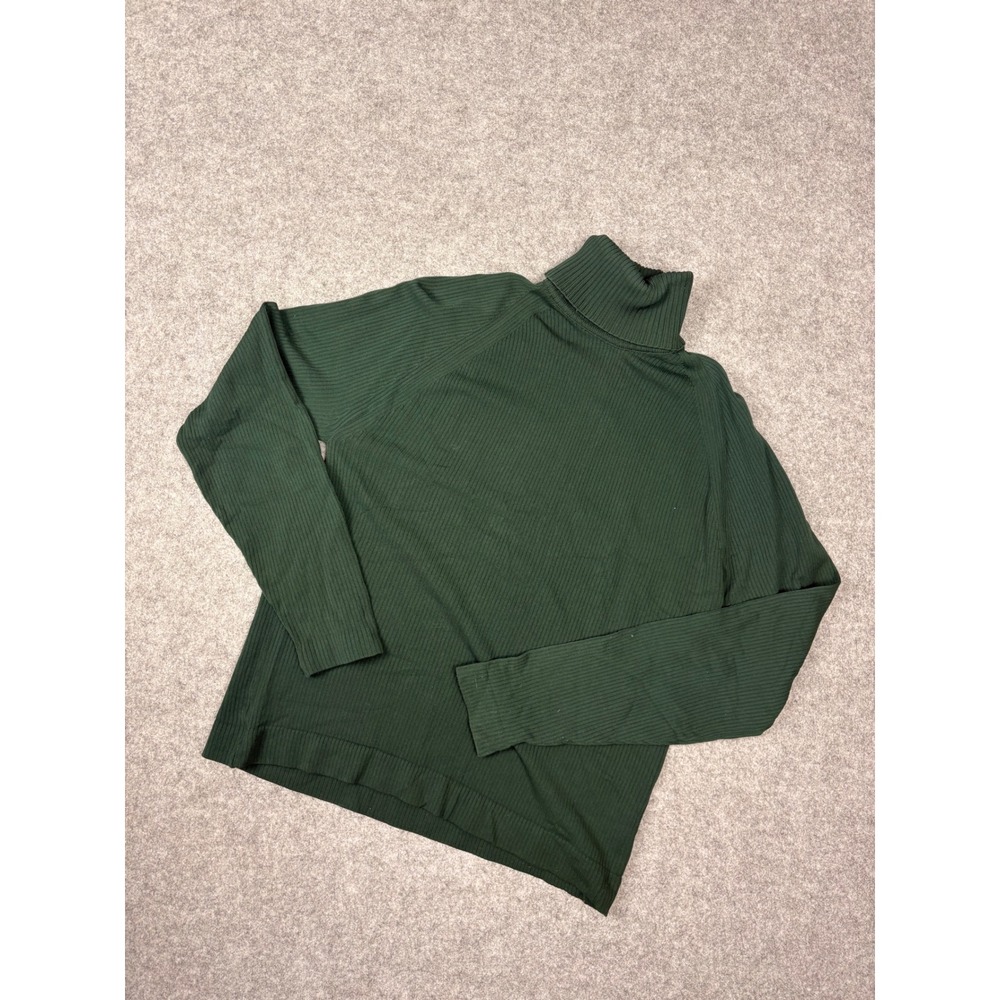 Hutzler's Men's Shops Vintage Ribbed Turtleneck Sweater Forest Green Raglan L